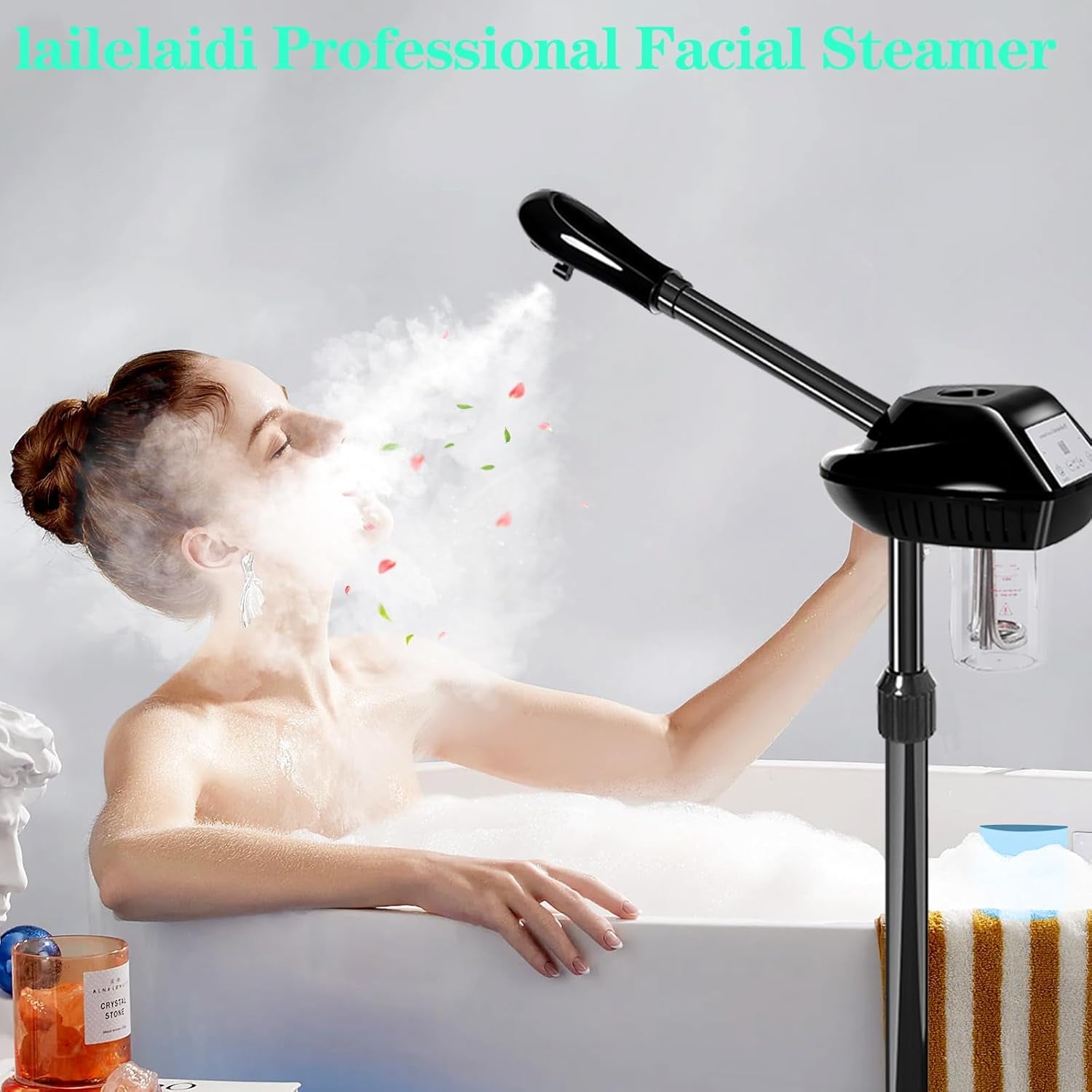 Professional Facial Steamer, Facial Steamer Professional for Estheticians, Hot Mist & Timer Function, Ozone Face Steamer on Wheels for Spa, Salon and at Home Use