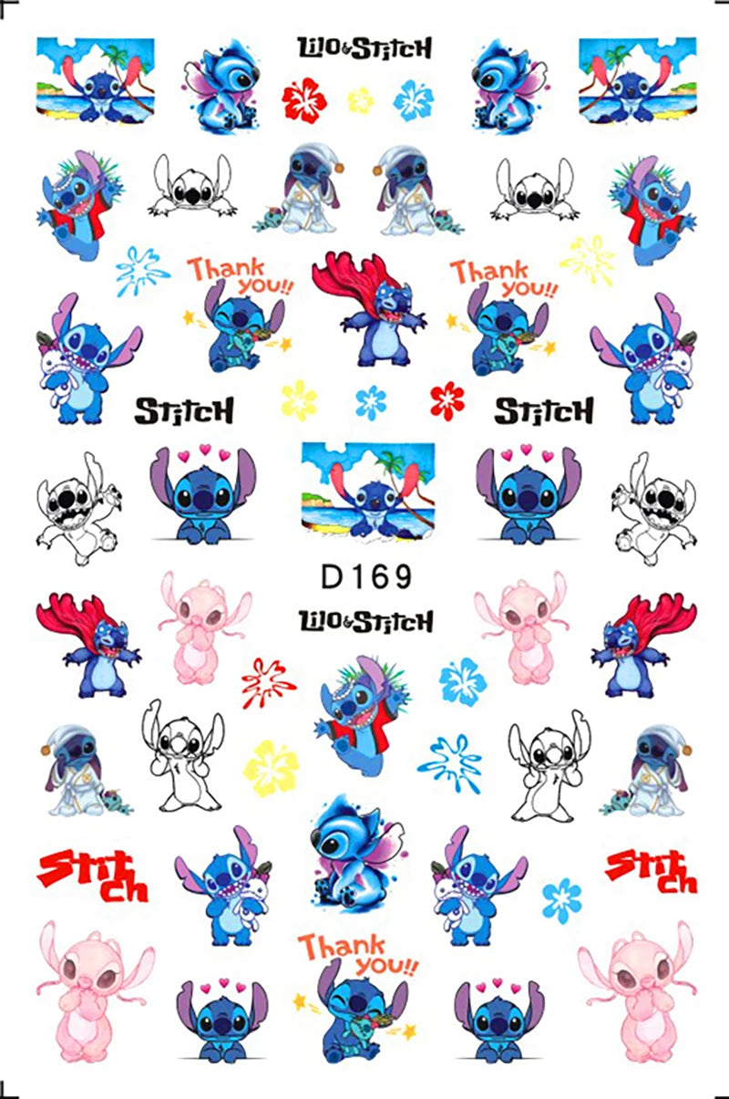 1PCS Big Eyes Girl 3D Adhesive Nail Art Sticker Pikachu Lilo and Stitch Cartoon Nail Sticker Nail Decal Nail Art Decoration