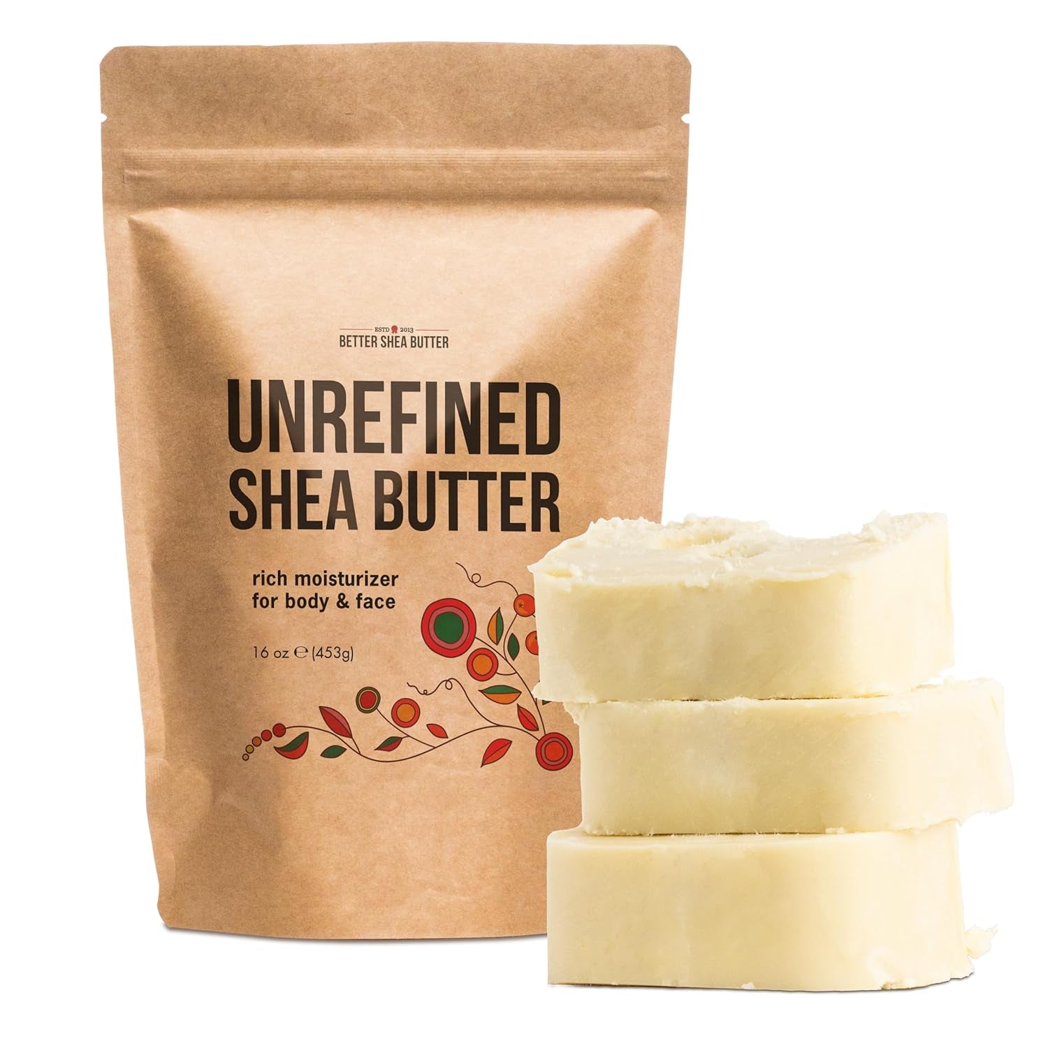 Raw Shea Butter - 100% Pure African Shea Butter for Hair and Body | Unrefined Moisturizer for Extremely Dry Skin, DIY Lip Balm, Body Butter, Lotion, and Soap 1Lb Bar