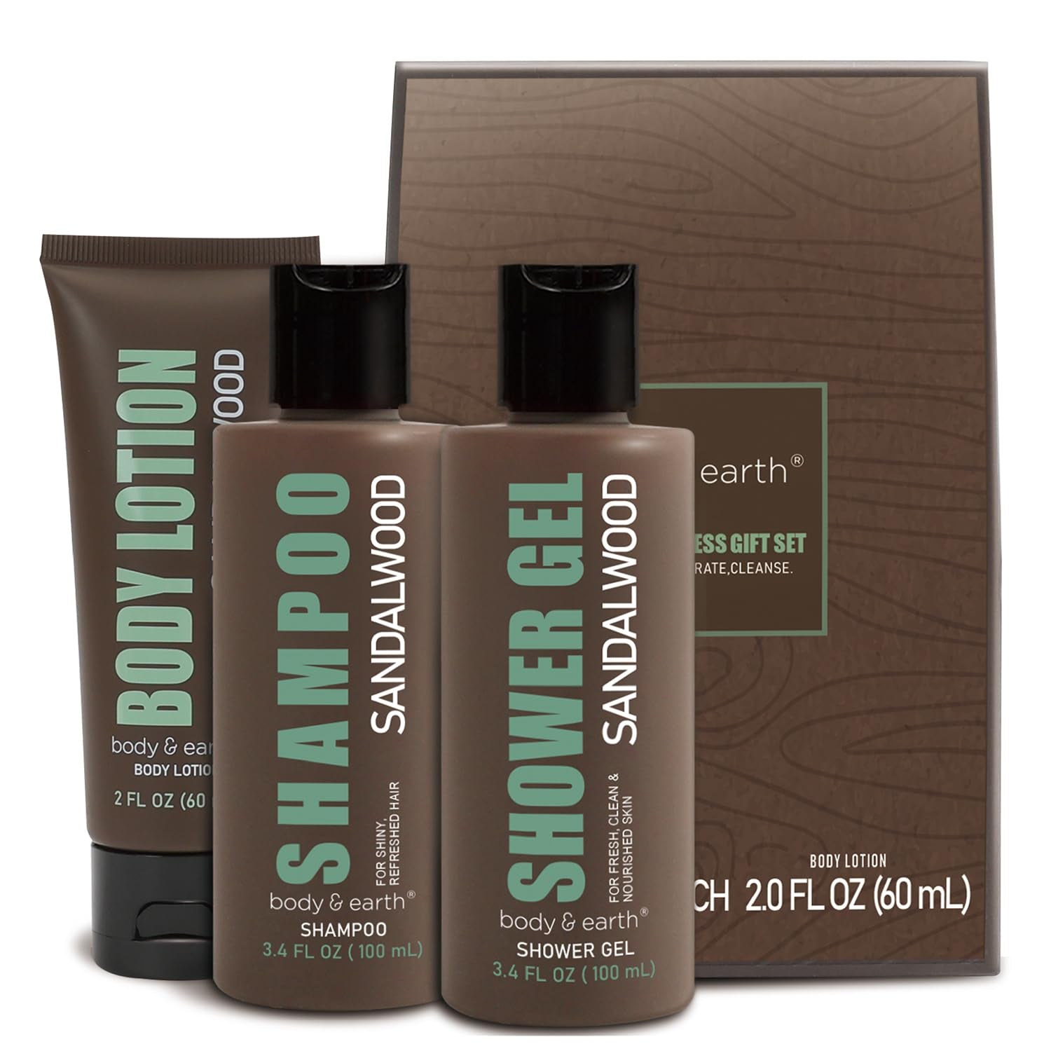Men Gift Sets - 3PC Mens Gift Baskets Includes Sandalwood Shower Gel, Body Lotion, Shampoo, Mens Gift Basket as Birthday and Christmas Gifts for Men, Boyfriends and Husbands