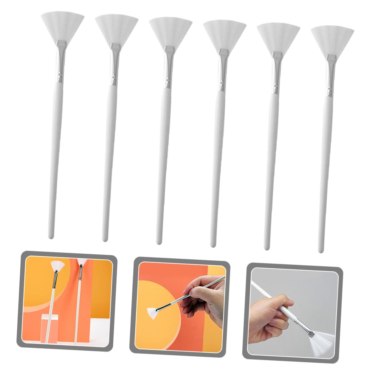 6Pcs Fan-Shaped Facial Mud Mask Applicators Ergonomic Skincare Brush for Even Application Soft Flexible Bristles for Comfortable Use for Masks and Cosmetics