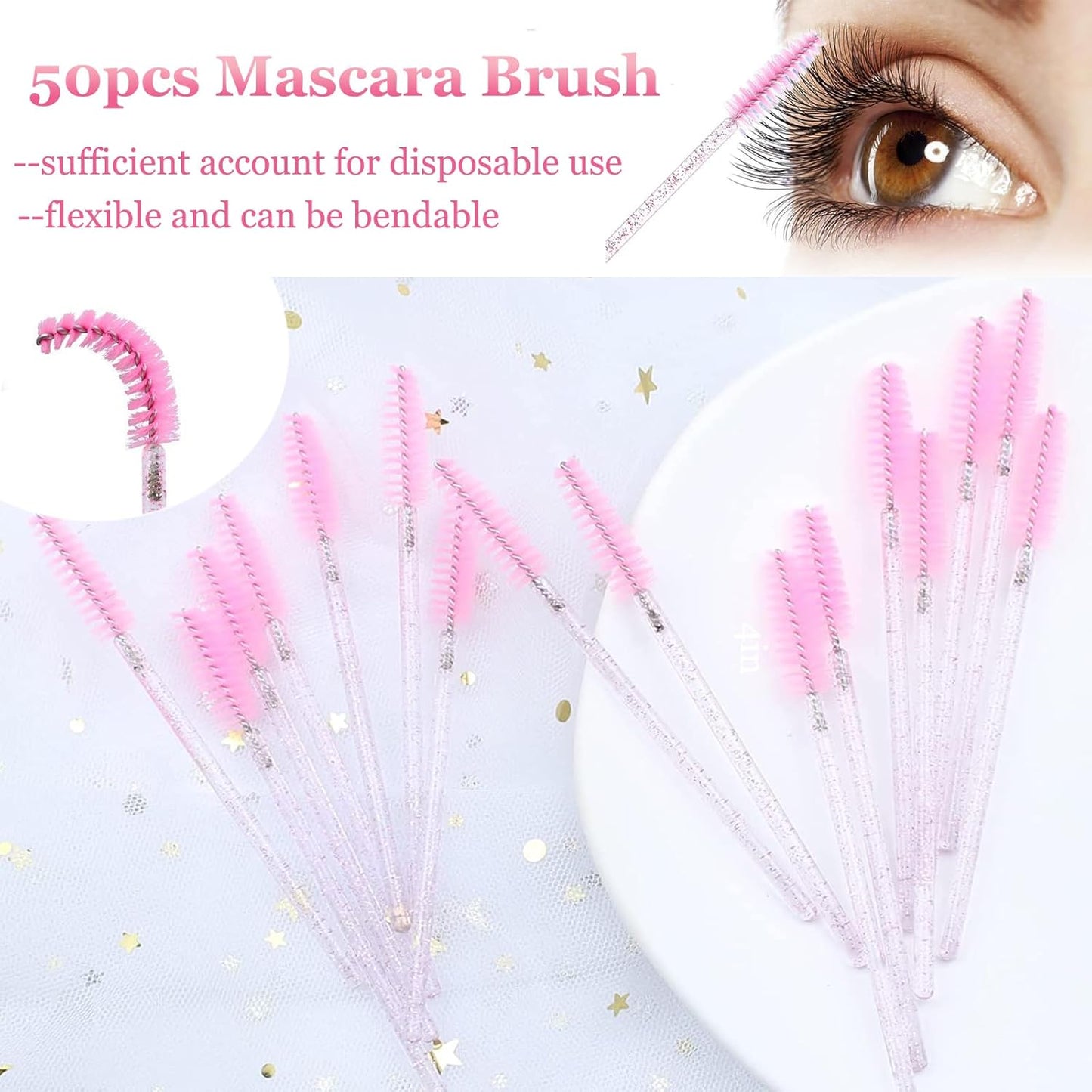 Lash Fan Dryer for Eyelash Extensions,50 Lash Brush 1Nose Blackhead Facial Cleaning Brush 1 Plastic Wash Bottle Spoolies for Eyelash Extensions(Pink)